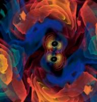 Simulatie van de botsing van zwarte gaten