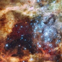 De sterrenhoop R136 in de Tarantulanevel bevat talloze monstersterren, 200 tot 300 keer zwaarder dan de zon
