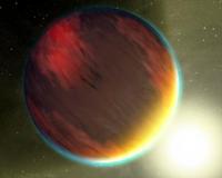Impressie van een exoplaneet met atmosfeer