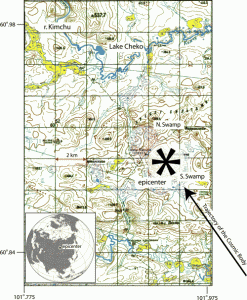 Kaart van het gebied van de inslag