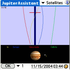 De beweging van de Jupitermaantjes in Astromist