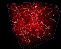 Simulatie van een heelal met kosmische snaren