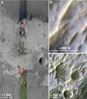 zoutafzettingen op het zuidelijk halfrond van Mars