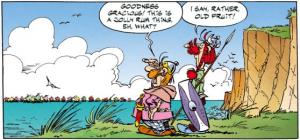 De Romeinen staan op het punt te landen in Brittannië (volgens Asterix)