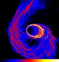 Model van het ontstaan van sterren bij een zwart gat