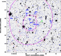 Het radiostelsel het radiostelsel TN J1338-1942 en omgeving
