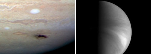 De vlekken op Jupiter en Venus