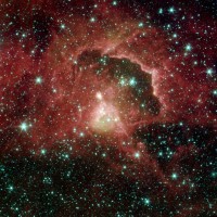 Een groep sterren ontstaat uit een gas- en stofwolk