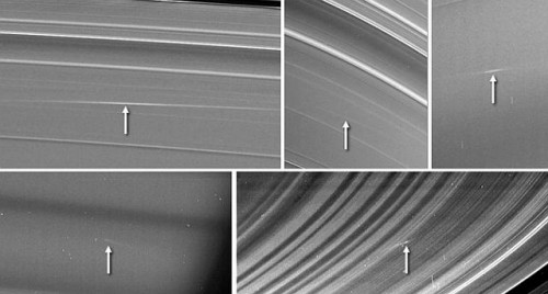 meteorietinslagen in de ringen van Saturnus