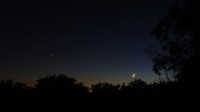 Venus en een smalle maansikkel
