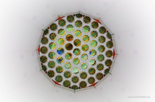 De lichtgevoelige photomultiplier detectoren van de Large Underground Xenon (LUX) donkere materie detector.