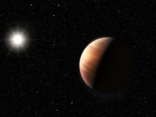 Artist's impression van een Jupiter-dubbelganger bij de ster HIP 11915 