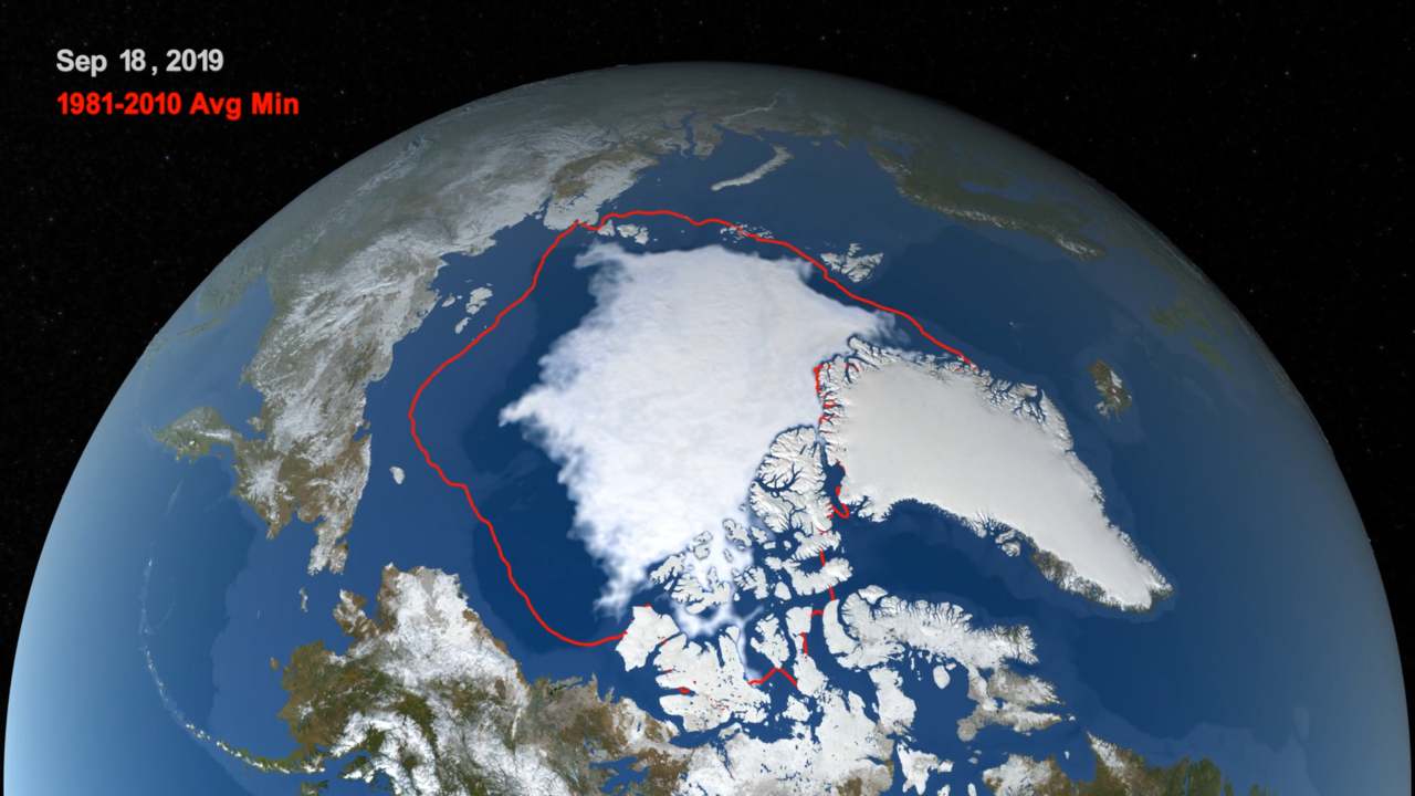 Omvang van het Arctisch zeeijs heeft z'n op één na kleinste zomerminimum bereikt