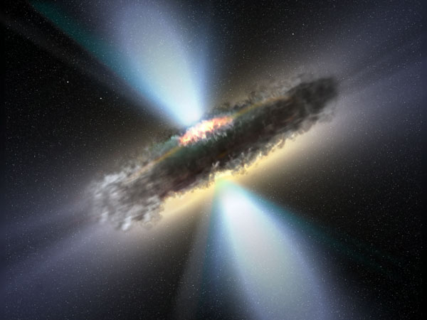 Geïsoleerd superzwaar zwart gat ontdekt dat door het heelal zwerft, een spoor van jonge sterren achterlatend