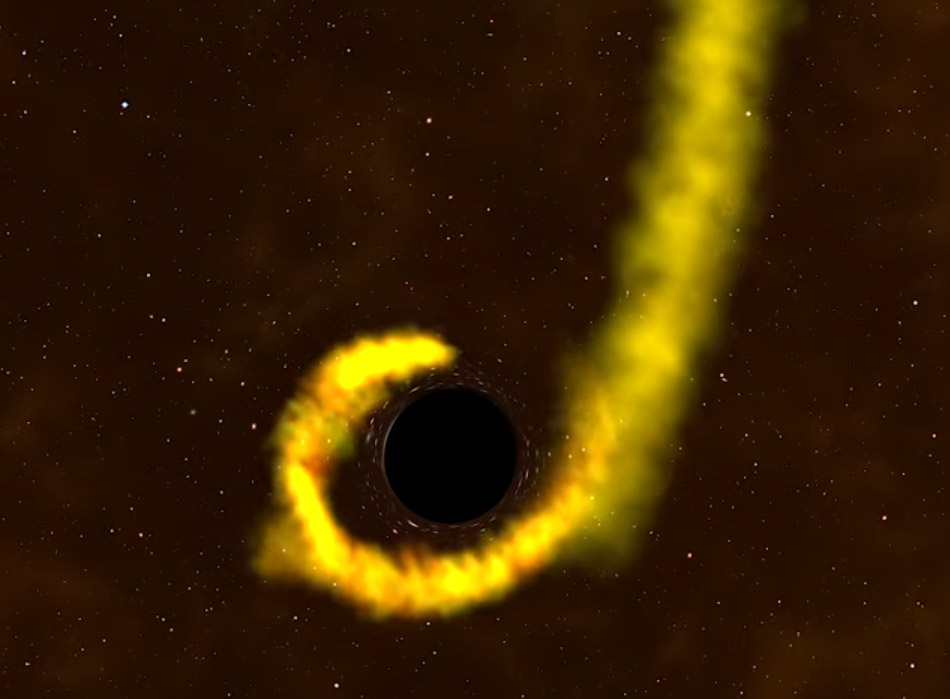 Je verwacht 't niet: exoplanetenjager TESS die ziet hoe een zwart gat een ster aan stukken scheurt