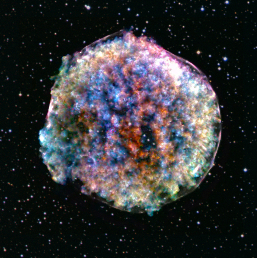 Chandra heeft de klonterigheid van het restant van de Tycho supernova in beeld gebracht
