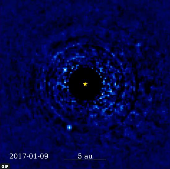 Beweging van exoplaneet 51 Eridani b fenomenaal op video vastgelegd