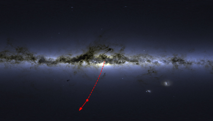 Ster S5-HVS1 - weggeschoten vanuit het 'hart van de duisternis' - zal het Melkwegstelsel verlaten