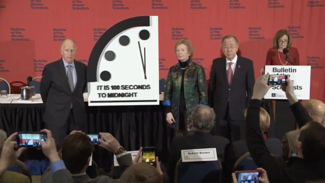 Nog 100 seconden tot middernacht op de Doomsday Clock