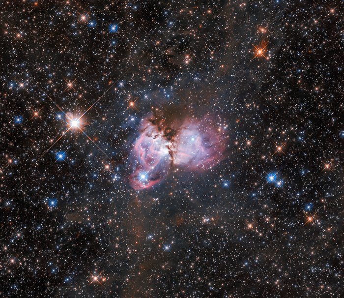 Hubble brengt  LHA 120-N 150 in beeld, kraamkamer van zeer zware sterren