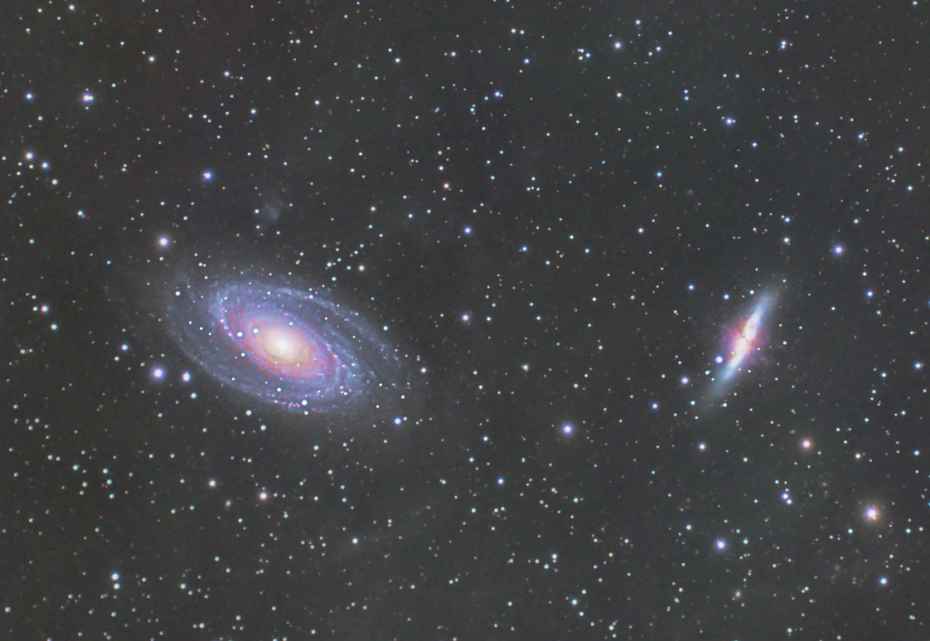 Bodestelsel Messier 81 en 82 in sterrenbeeld Grote Beer