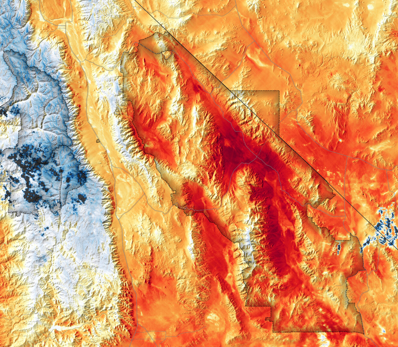 De extreme hitte in Death Valley vanuit de ruimte in beeld gebracht