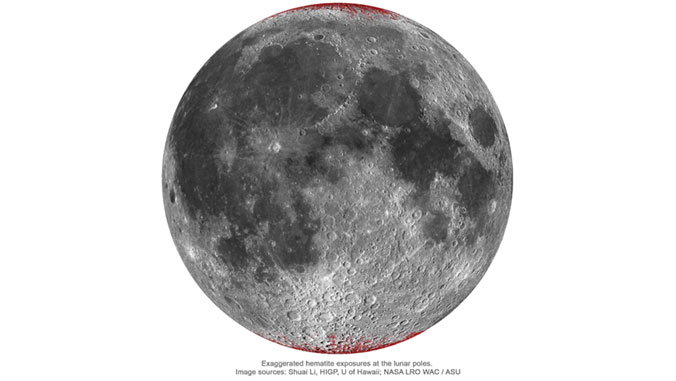 'Roest' op maanpolen wellicht veroorzaakt door aards zuurstof