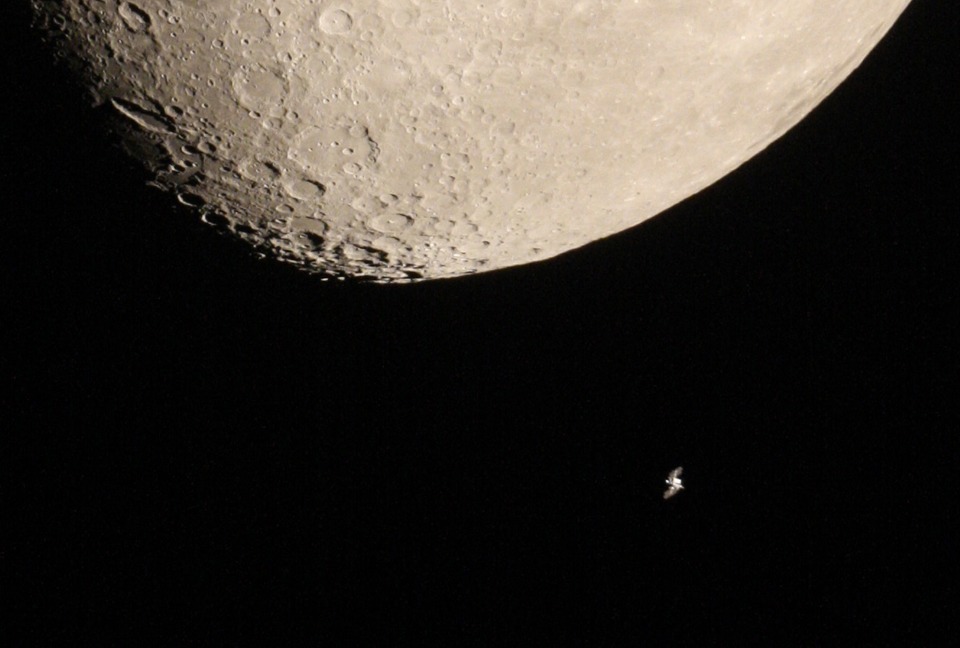 ISS ＂scheert langs de Maan＂