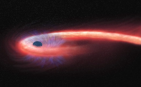 Jaren later spuugt zwart gat materiaal van een opgeslokte ster uit