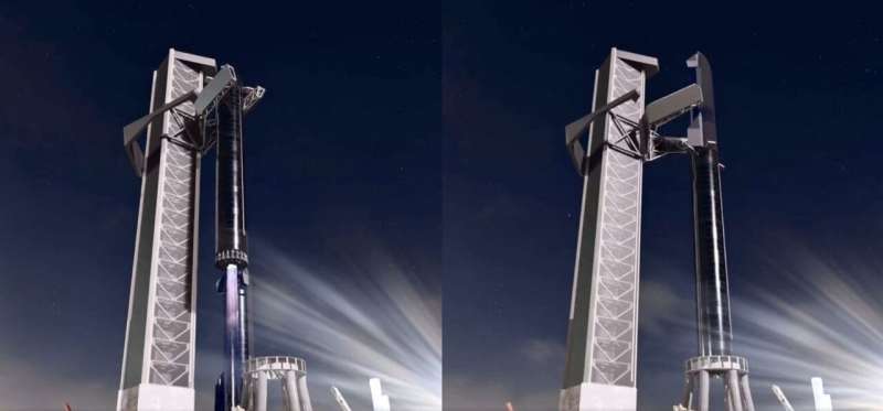 Even SpaceX' Mechazilla in beeld gebracht