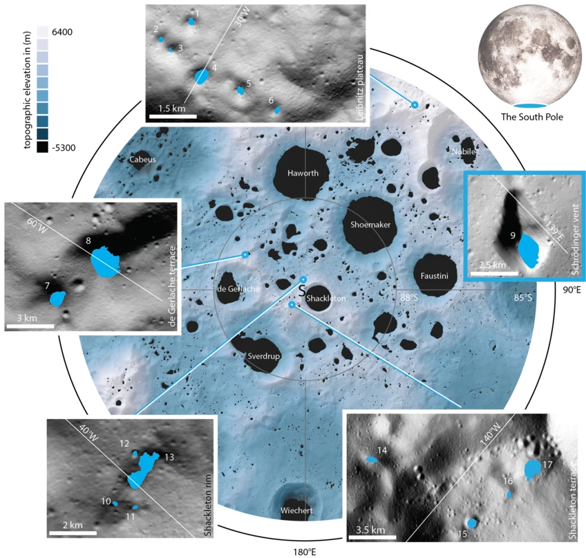 Kunstmatige intelligentie wordt gebruikt om water in de donkere maankraters op te sporen
