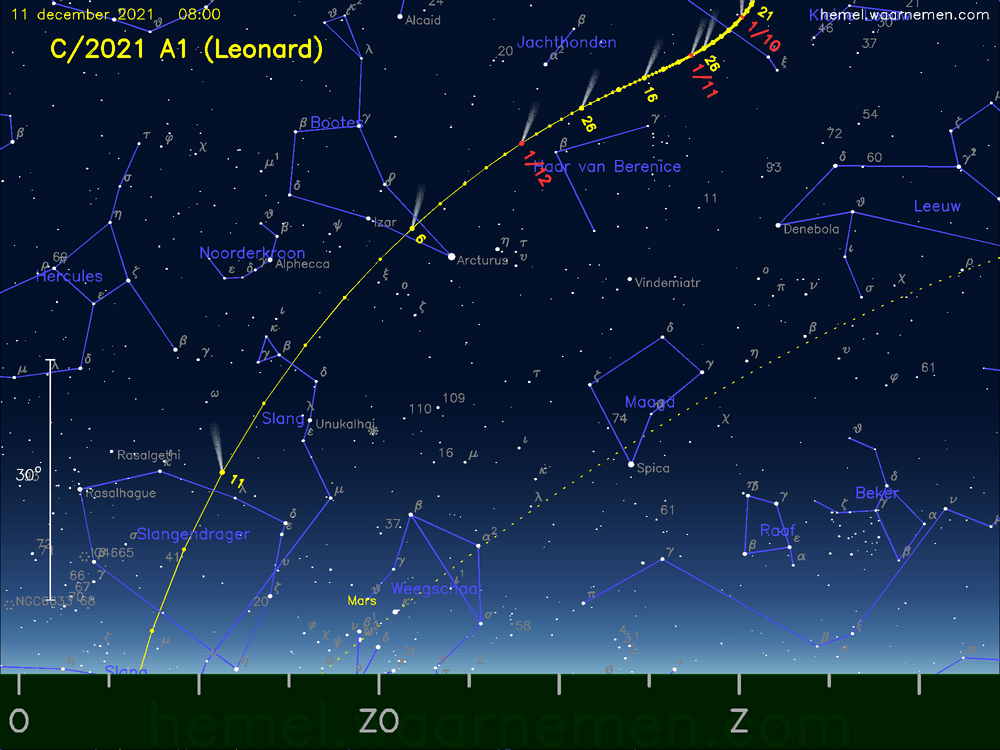 Komeet Leonard half december wellicht met het blote oog zichtbaar