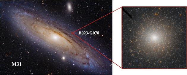 Middelzwaar zwart gat ontdekt in een bolhoop, ehhh... nee een gestripte kern in M31