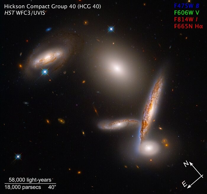 Hubble's 32e verjaardag wordt gevierd met een foto van vijf innige sterrenstelsels
