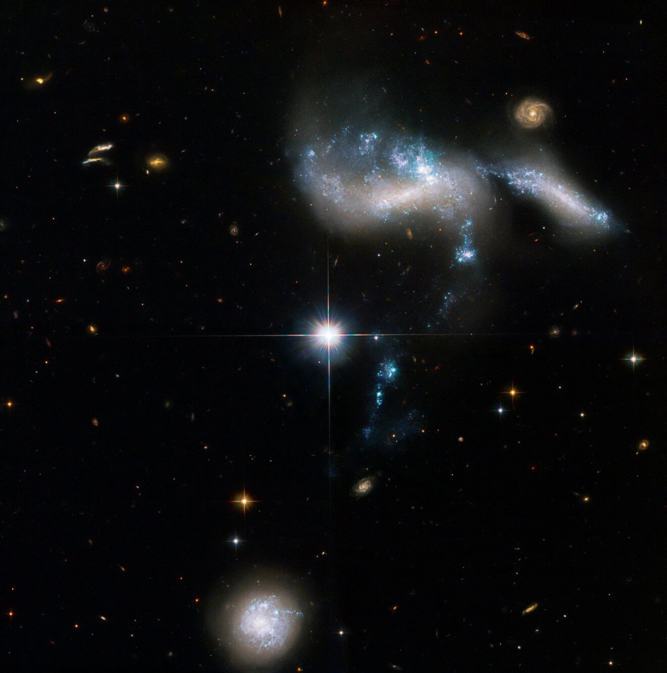 Hubble laat een rivier van stervorming zien bij HCG 31