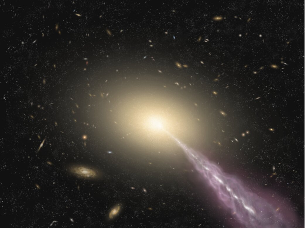 Dankzij hoge contrastbewerking heeft ALMA de jet van quasar 3C273 beter in beeld gebracht