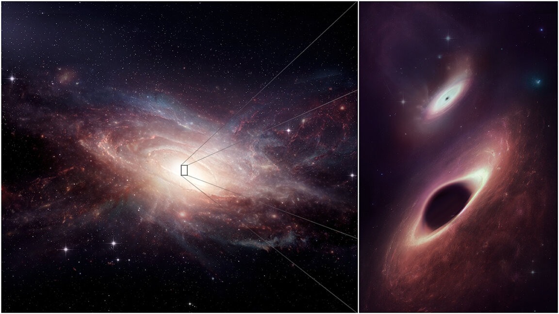 Nog nooit zijn twee superzware zwarte gaten zo dicht bij elkaar gezien