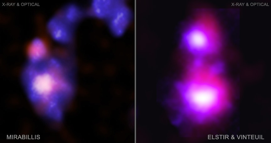 Chandra ontdekt twee paar dwergstelsels die op ramkoers met elkaar liggen
