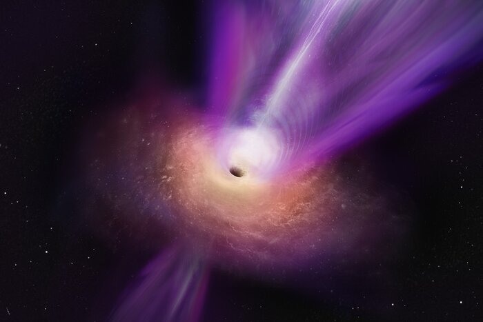 Eerste directe opname van een zwart gat dat een krachtige jet uitstoot