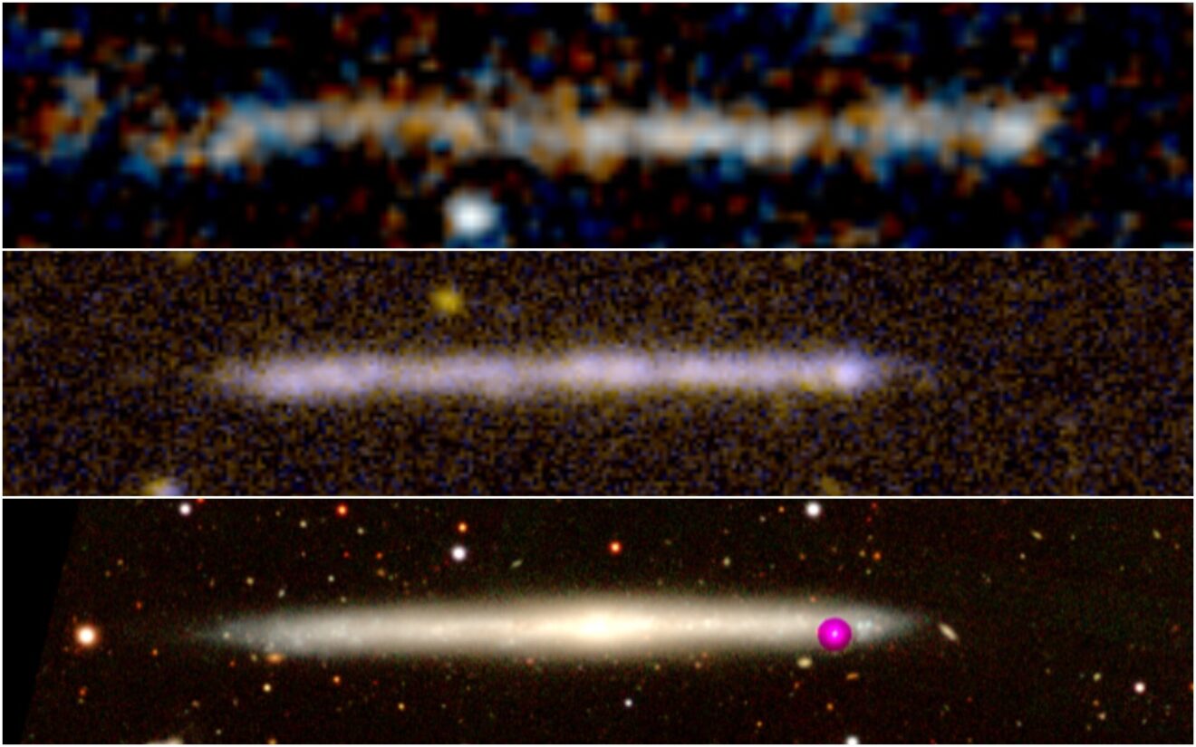 Die sliert sterren achter een ontsnapt superzwaar zwart gat is waarschijnlijk een sterrenstelsel