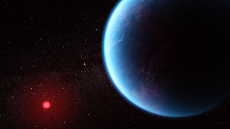 Webb heeft methaan en kooldioxide ontdekt in de atmosfeer van exoplaneet K2-18 b