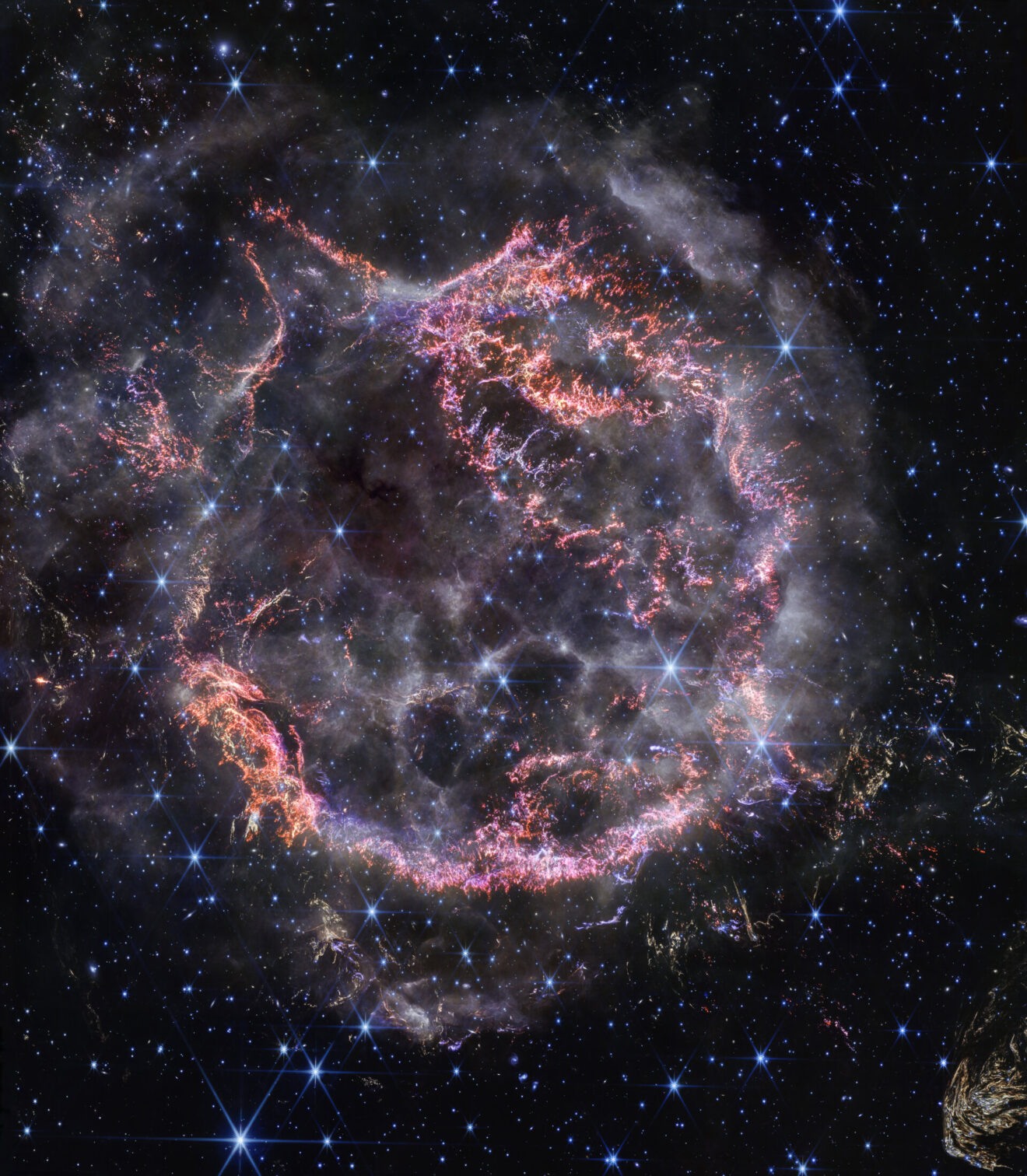 Supernovarestant Cassiopeia A (Cas A) schitterend vastgelegd door Webb