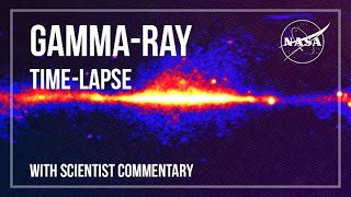 Een timelapse van 14 jaar gammabronnen aan de hemel waargenomen door Fermi