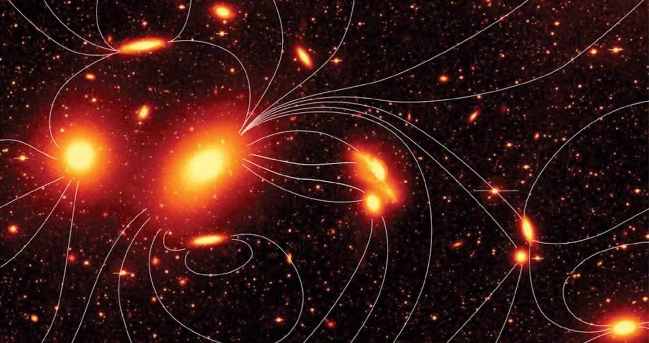 De oermagnetische velden van het heelal zouden in beeld kunnen worden gebracht door donkere materie