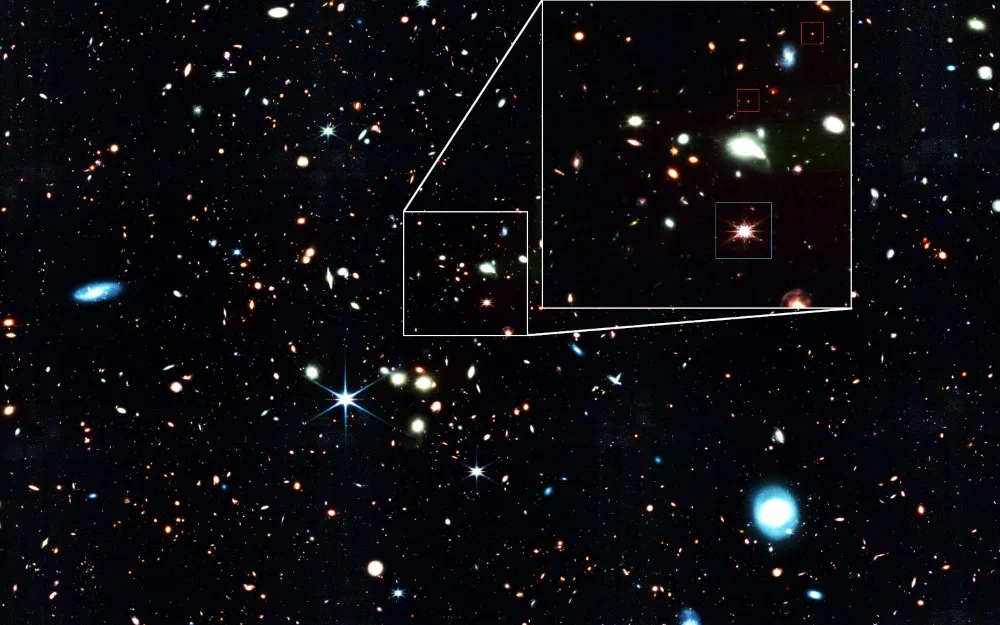 Webb ziet veel lichtzwakke rode stipjes: baby-quasars in het vroege heelal