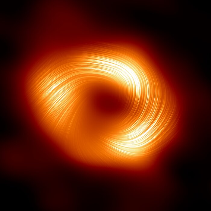 Astronomen ontdekken sterke spiralende magnetische velden aan de rand van het centrale zwarte gat van de Melkweg