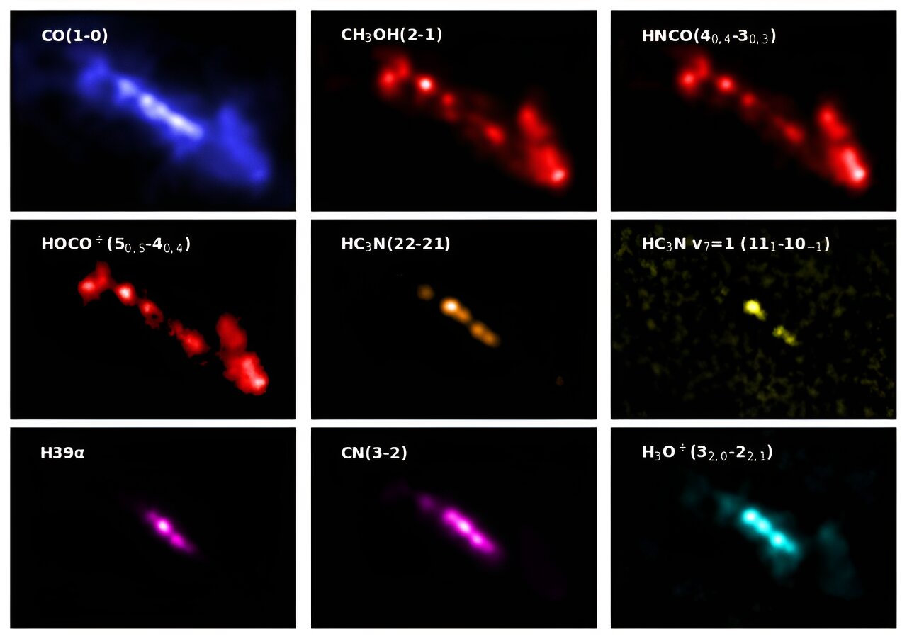 ALMA vindt meer dan 100 soorten moleculen in het 'starburst galaxy' NGC 253
